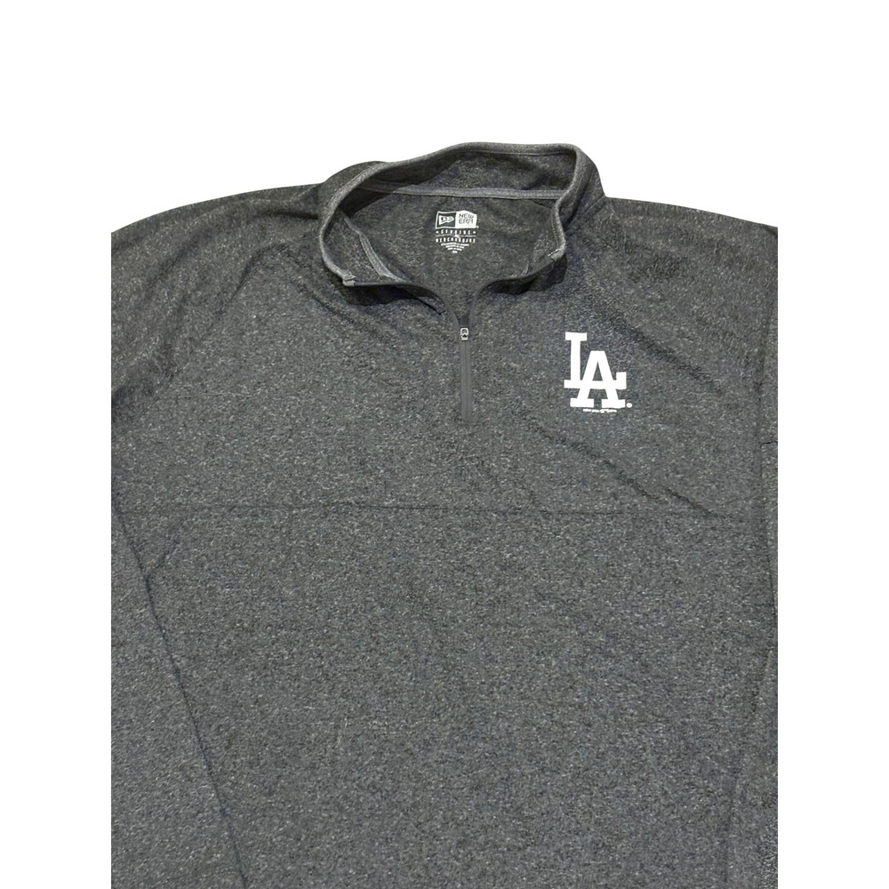 New Era Mens Los Angeles Dodgers Quarter Zip Pullover Charcoal Grey Heather 2XL